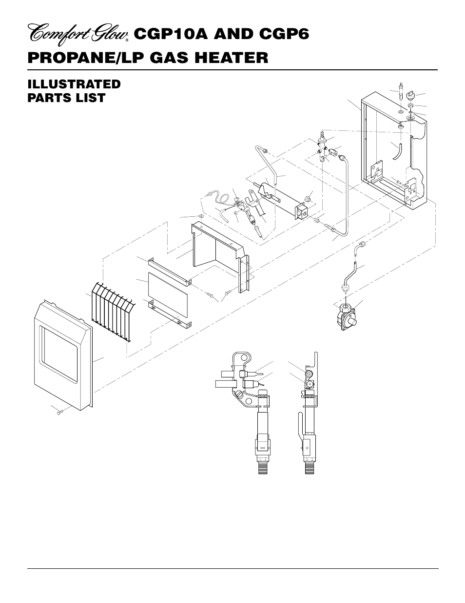 Propane/lp gas heater cgp10a and cgp6, Illustrated parts list | Desa CGP10A User Manual | Page 16 / 20