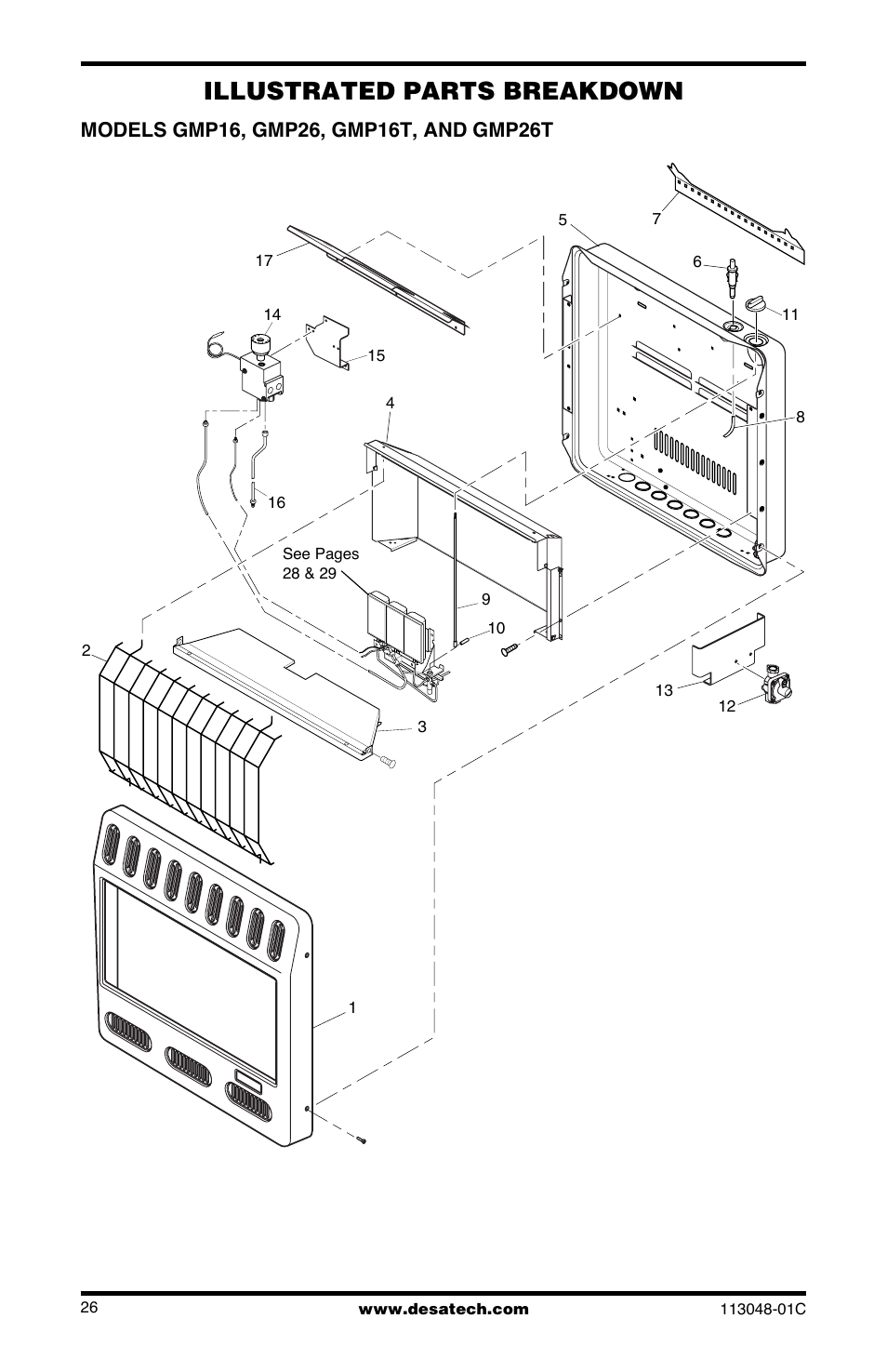 Illustrated parts breakdown | Desa GMP16 User Manual | Page 26 / 32