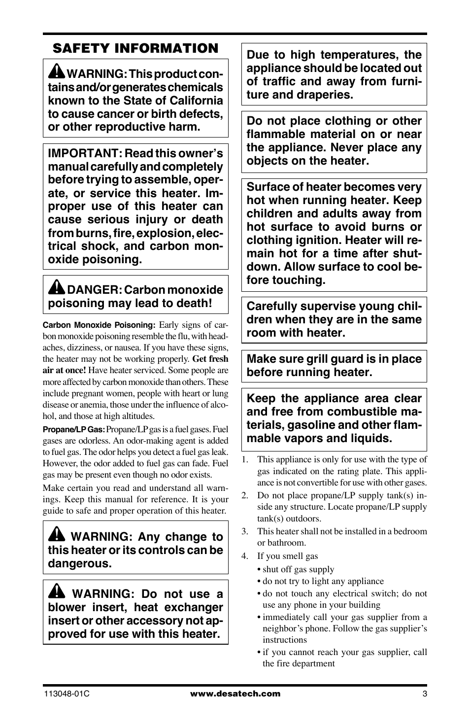 Safety information | Desa GMP16 User Manual | Page 3 / 32