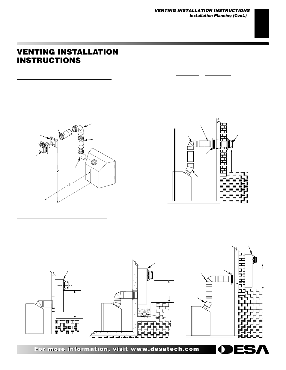 Venting installation instructions, Continued | Desa T32N User Manual | Page 11 / 38