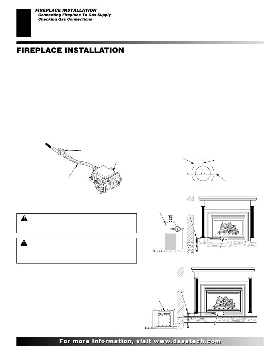 Fireplace installation, Continued | Desa T32N User Manual | Page 20 / 38
