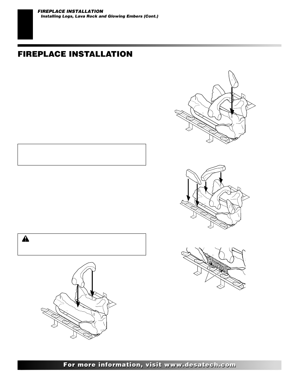 Fireplace installation | Desa T32N User Manual | Page 24 / 38