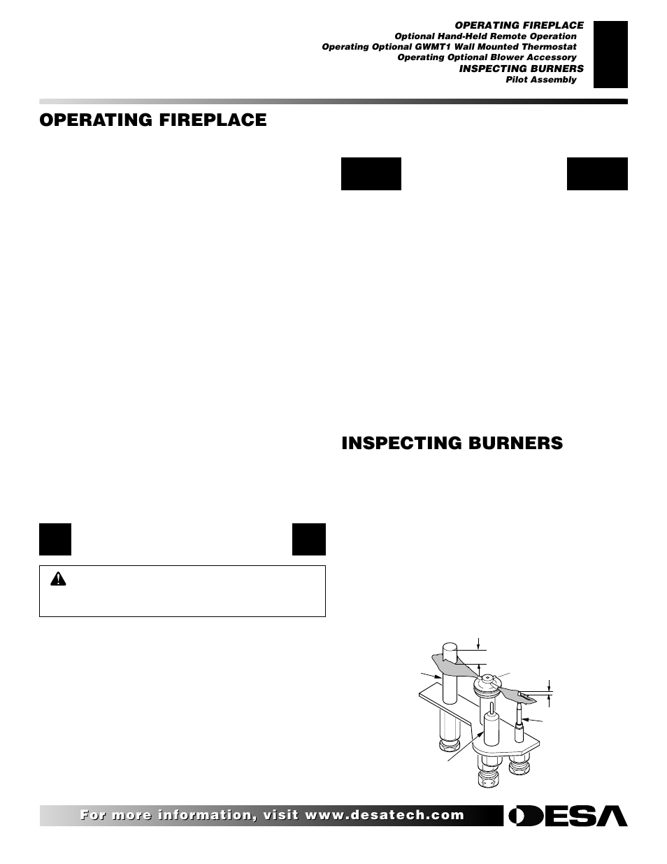 Operating fireplace, Inspecting burners, Continued | Desa T32N User Manual | Page 27 / 38