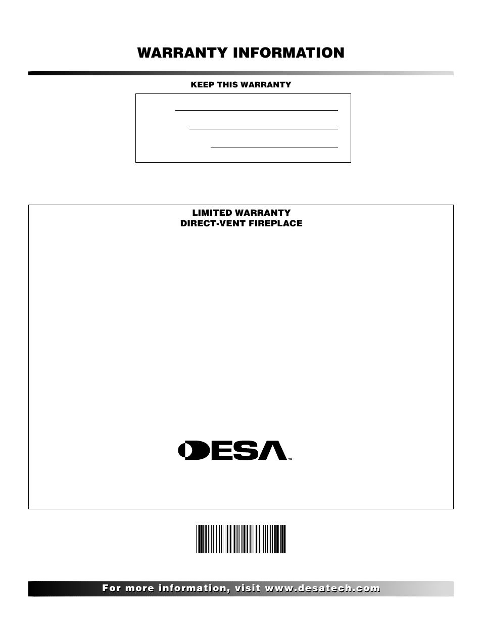 Warranty information | Desa T32N User Manual | Page 38 / 38