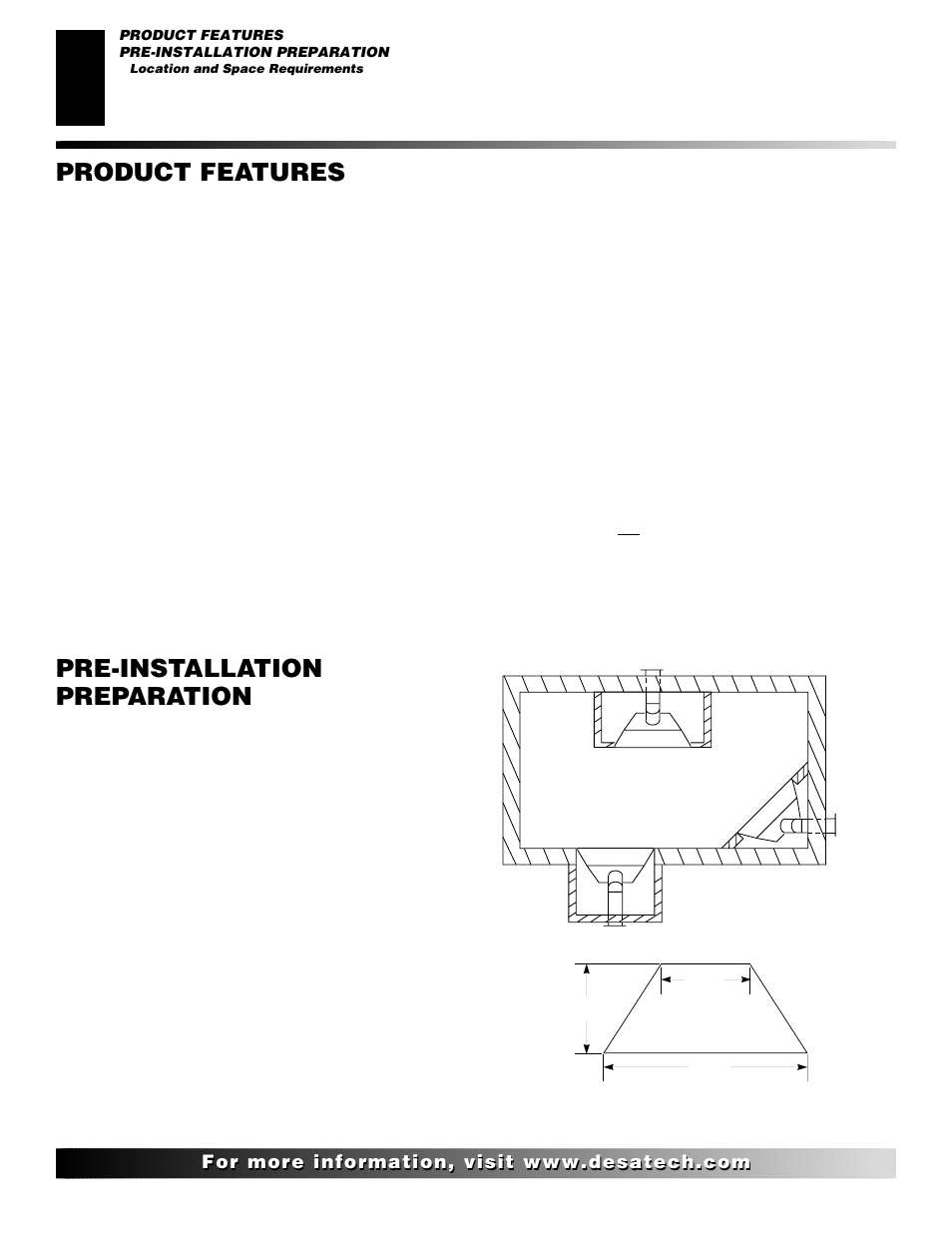 Product features, Pre-installation preparation | Desa T32N User Manual | Page 4 / 38