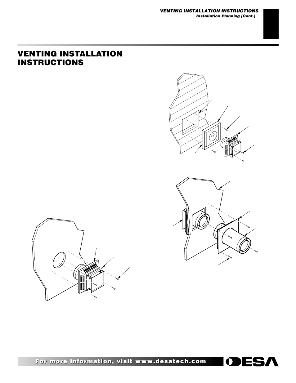 Venting installation instructions, Continued | Desa T32N User Manual | Page 9 / 38