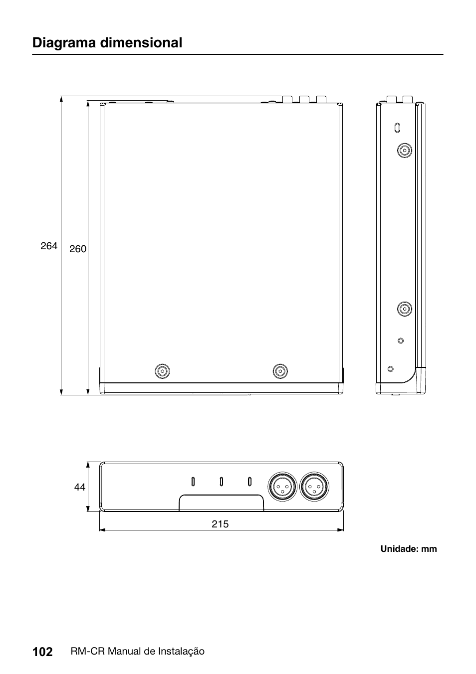 Diagrama dimensional | Yamaha RM-CR Remote Conference Processor with Dante User Manual | Page 102 / 208