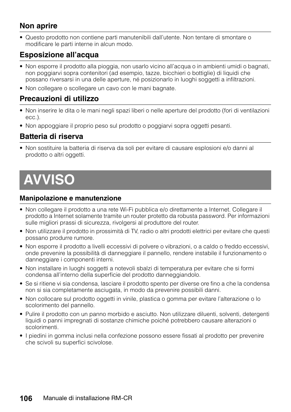 Avviso | Yamaha RM-CR Remote Conference Processor with Dante User Manual | Page 106 / 208