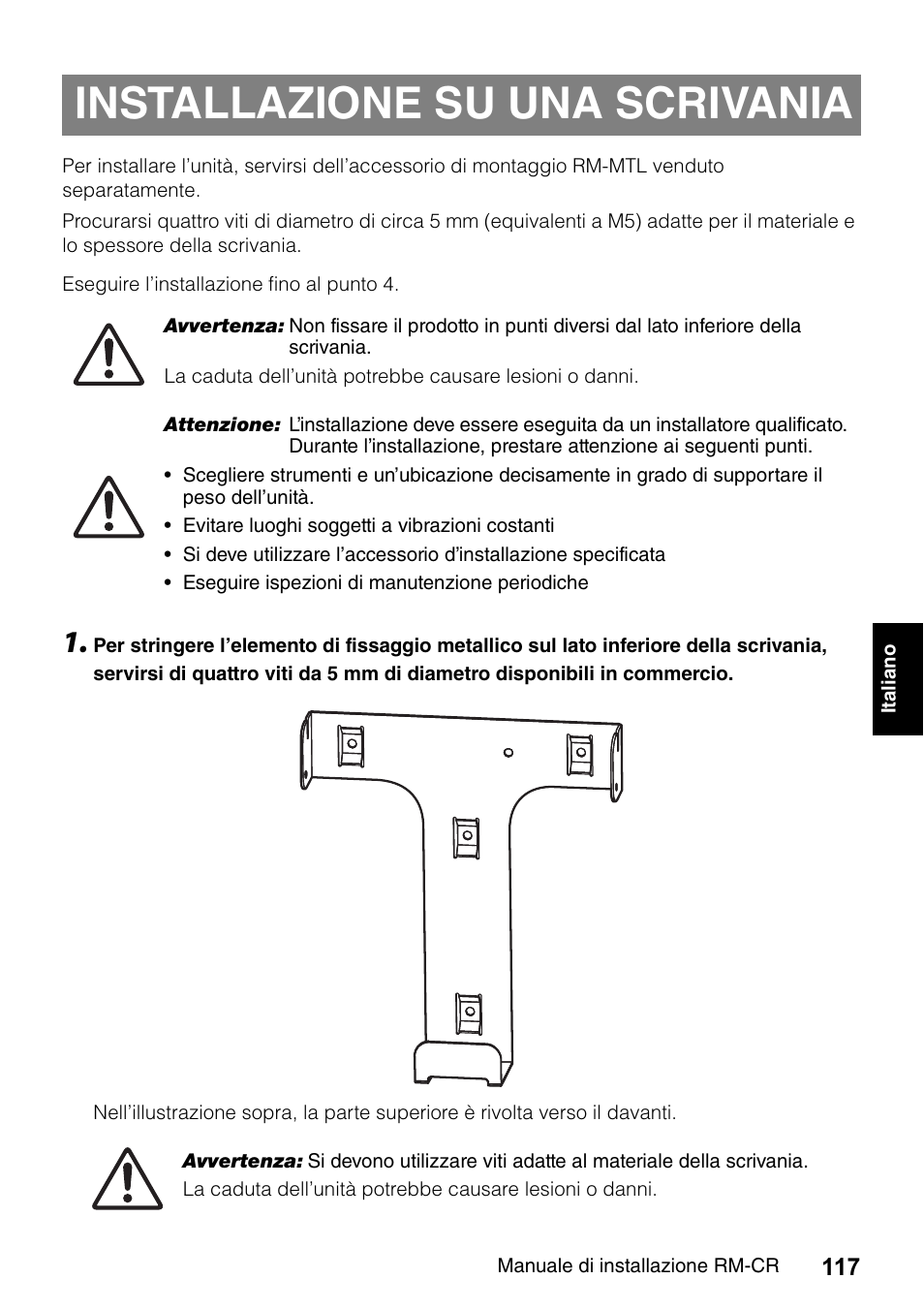 Installazione su una scrivania | Yamaha RM-CR Remote Conference Processor with Dante User Manual | Page 117 / 208