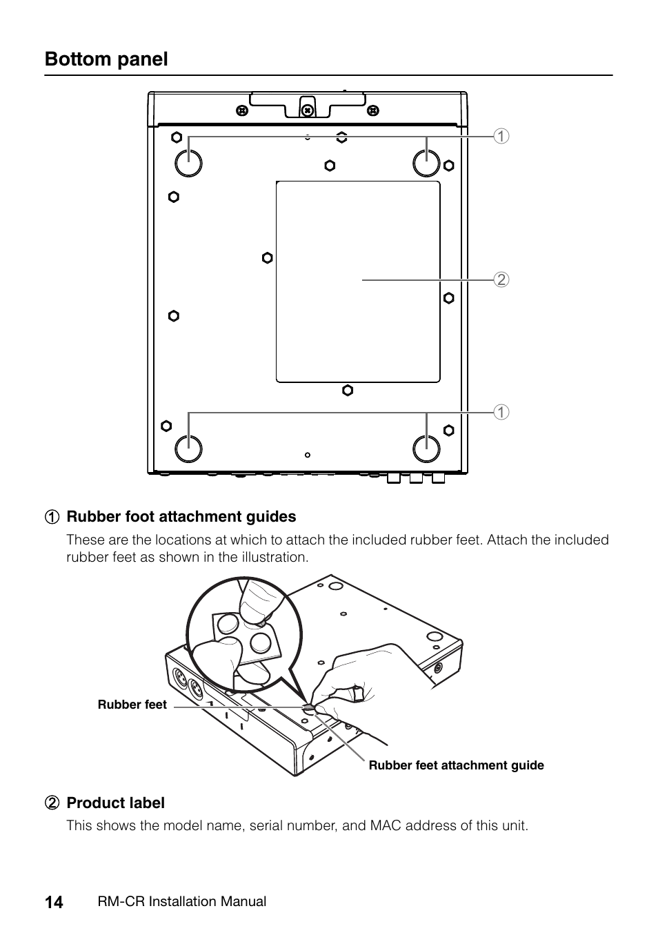 Bottom panel | Yamaha RM-CR Remote Conference Processor with Dante User Manual | Page 14 / 208