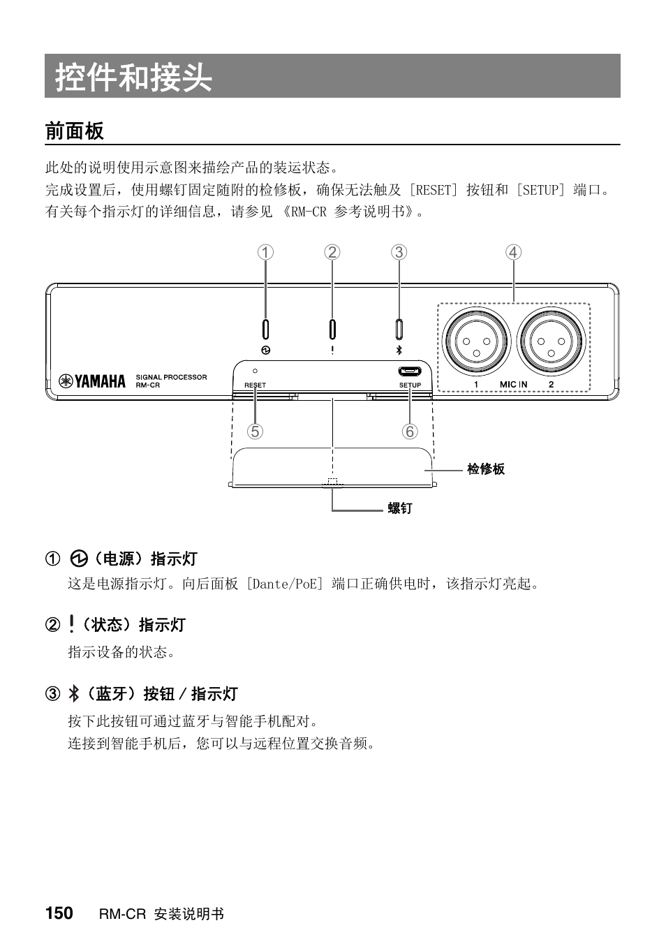 控件和接头 | Yamaha RM-CR Remote Conference Processor with Dante User Manual | Page 150 / 208