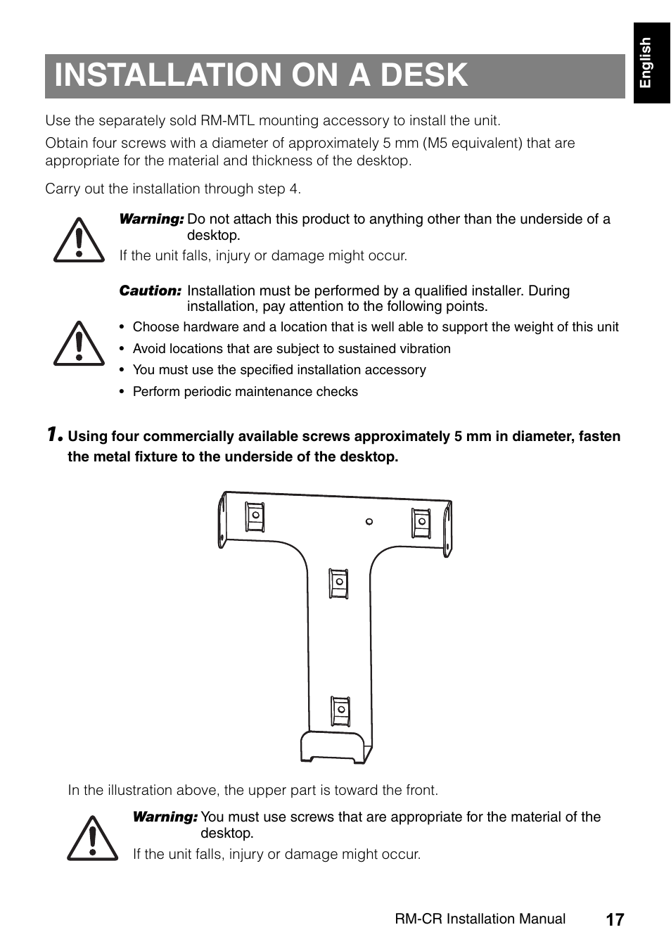 Installation on a desk | Yamaha RM-CR Remote Conference Processor with Dante User Manual | Page 17 / 208