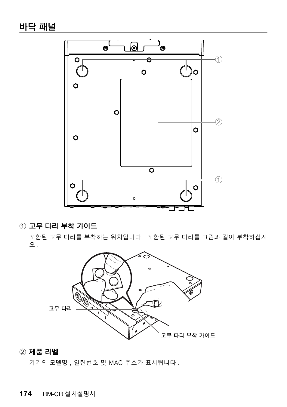 바닥 패널 | Yamaha RM-CR Remote Conference Processor with Dante User Manual | Page 174 / 208