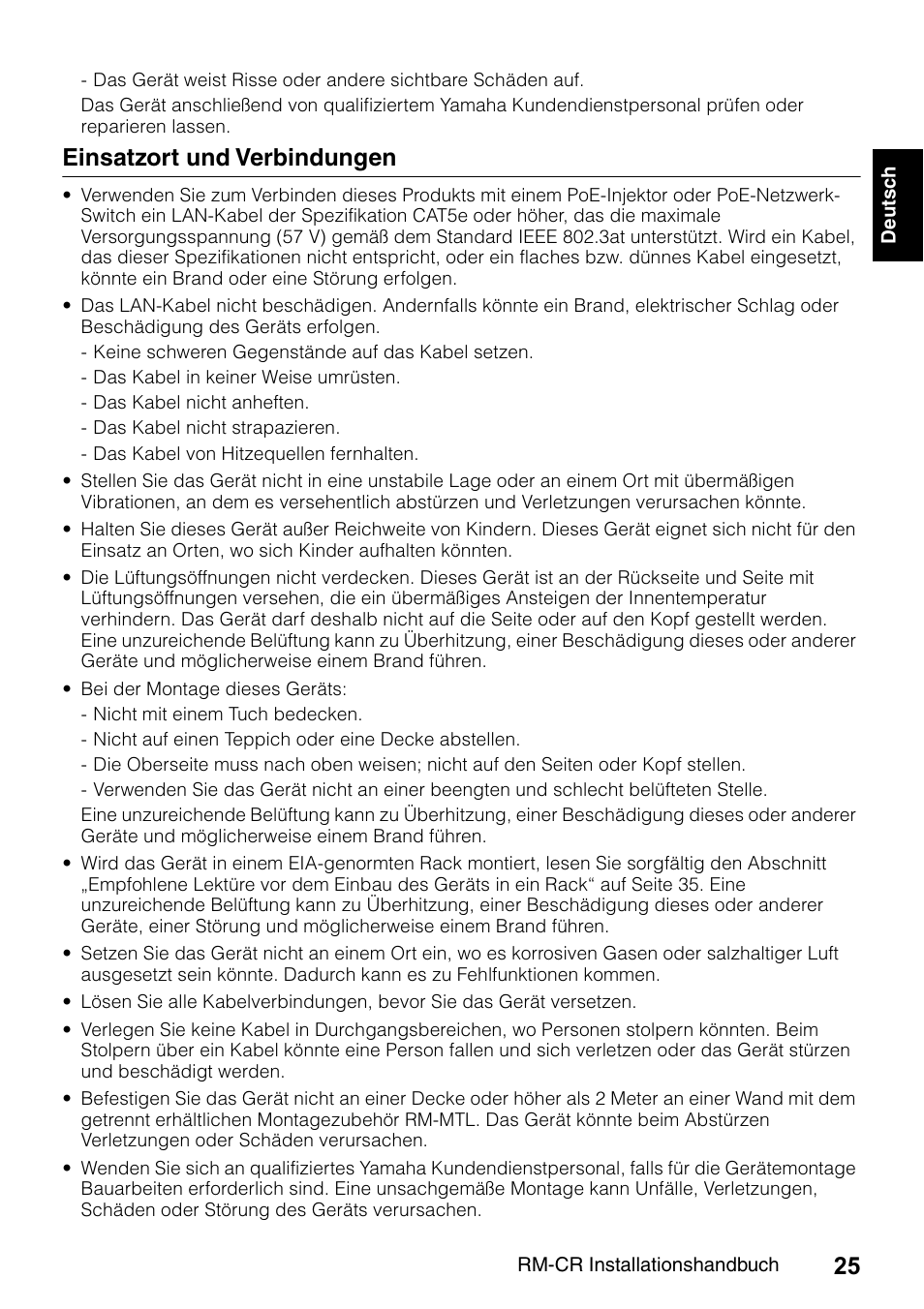 Einsatzort und verbindungen | Yamaha RM-CR Remote Conference Processor with Dante User Manual | Page 25 / 208