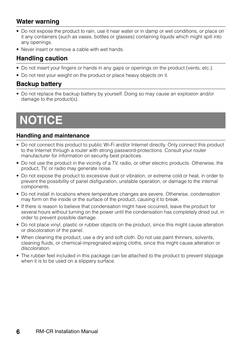 Notice | Yamaha RM-CR Remote Conference Processor with Dante User Manual | Page 6 / 208