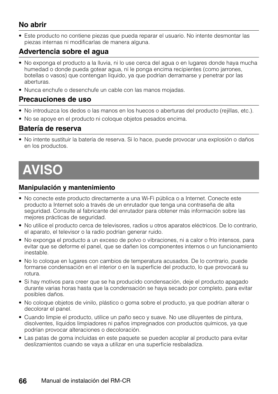 Aviso | Yamaha RM-CR Remote Conference Processor with Dante User Manual | Page 66 / 208