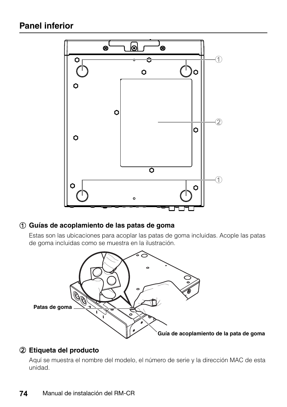 Panel inferior | Yamaha RM-CR Remote Conference Processor with Dante User Manual | Page 74 / 208