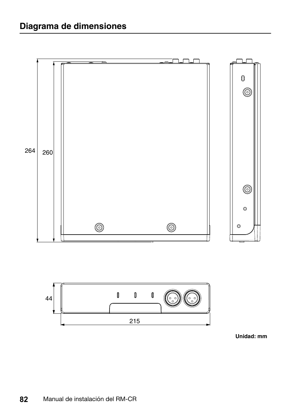 Diagrama de dimensiones | Yamaha RM-CR Remote Conference Processor with Dante User Manual | Page 82 / 208