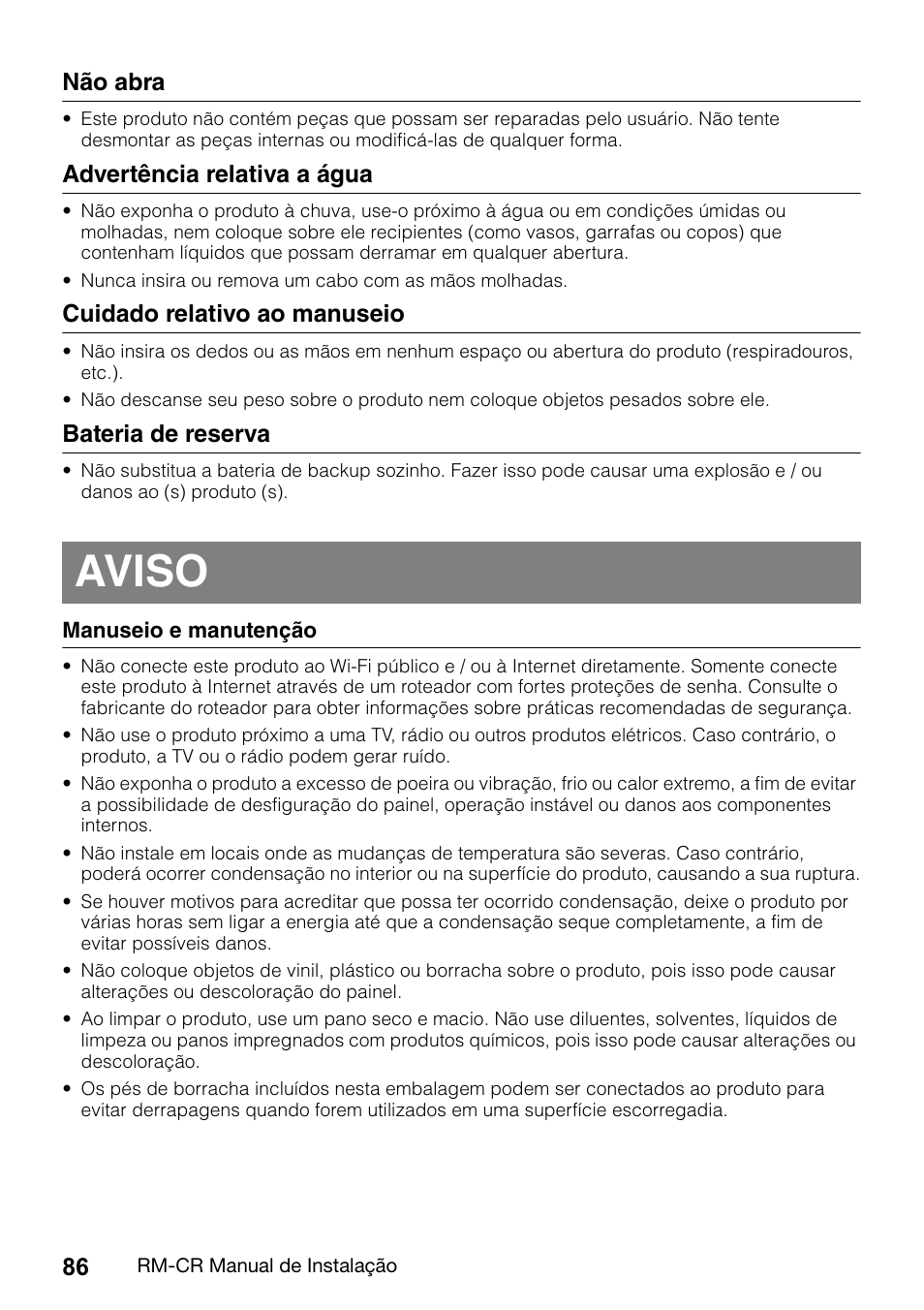 Aviso | Yamaha RM-CR Remote Conference Processor with Dante User Manual | Page 86 / 208