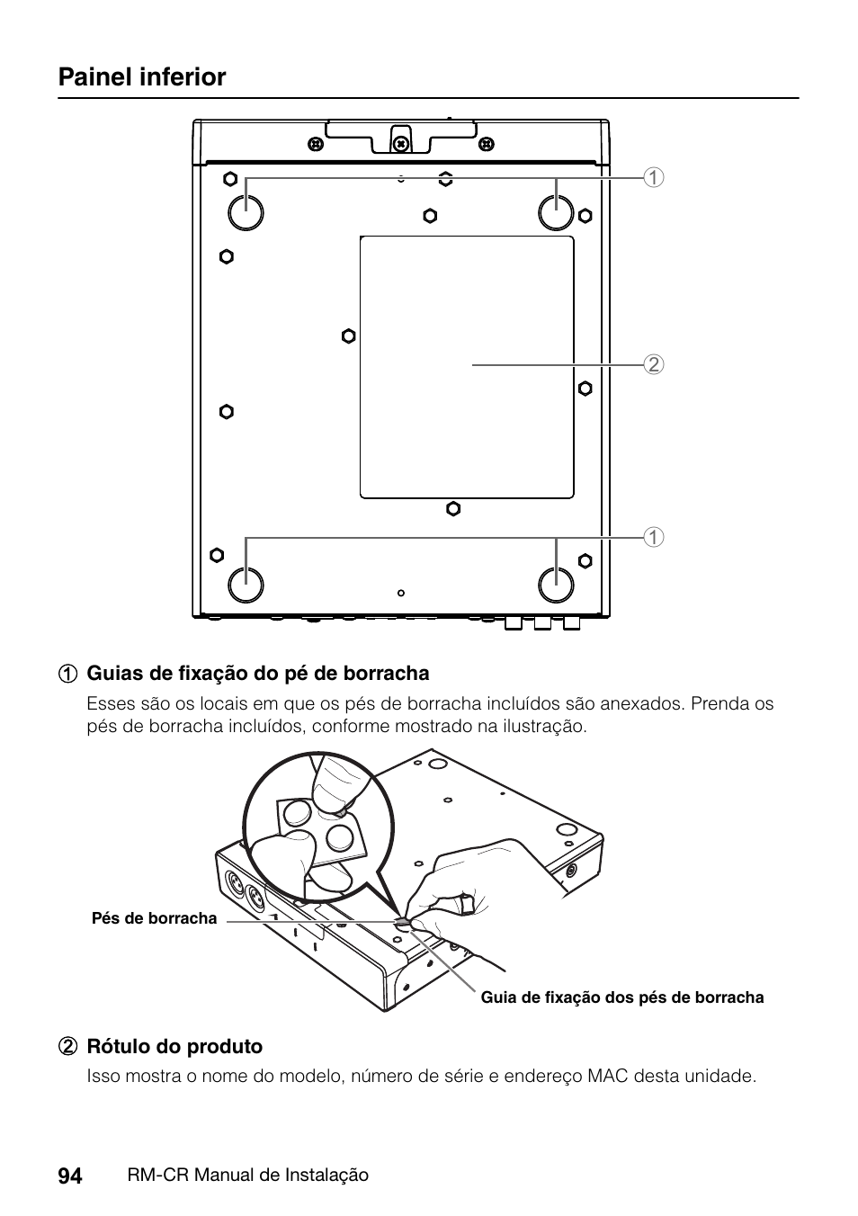 Painel inferior | Yamaha RM-CR Remote Conference Processor with Dante User Manual | Page 94 / 208