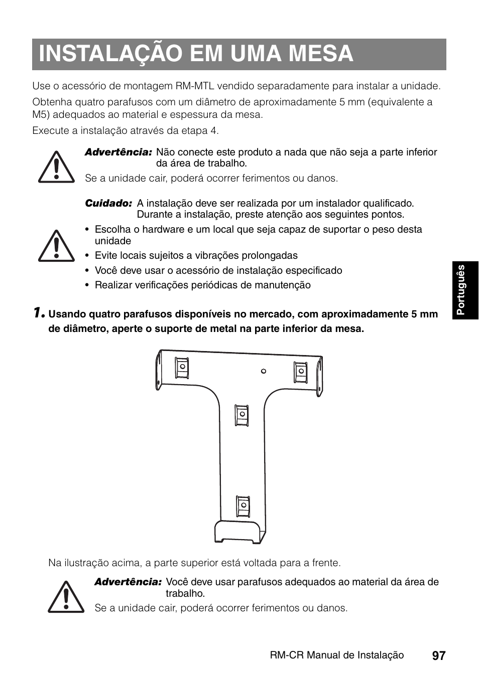 Instalação em uma mesa | Yamaha RM-CR Remote Conference Processor with Dante User Manual | Page 97 / 208