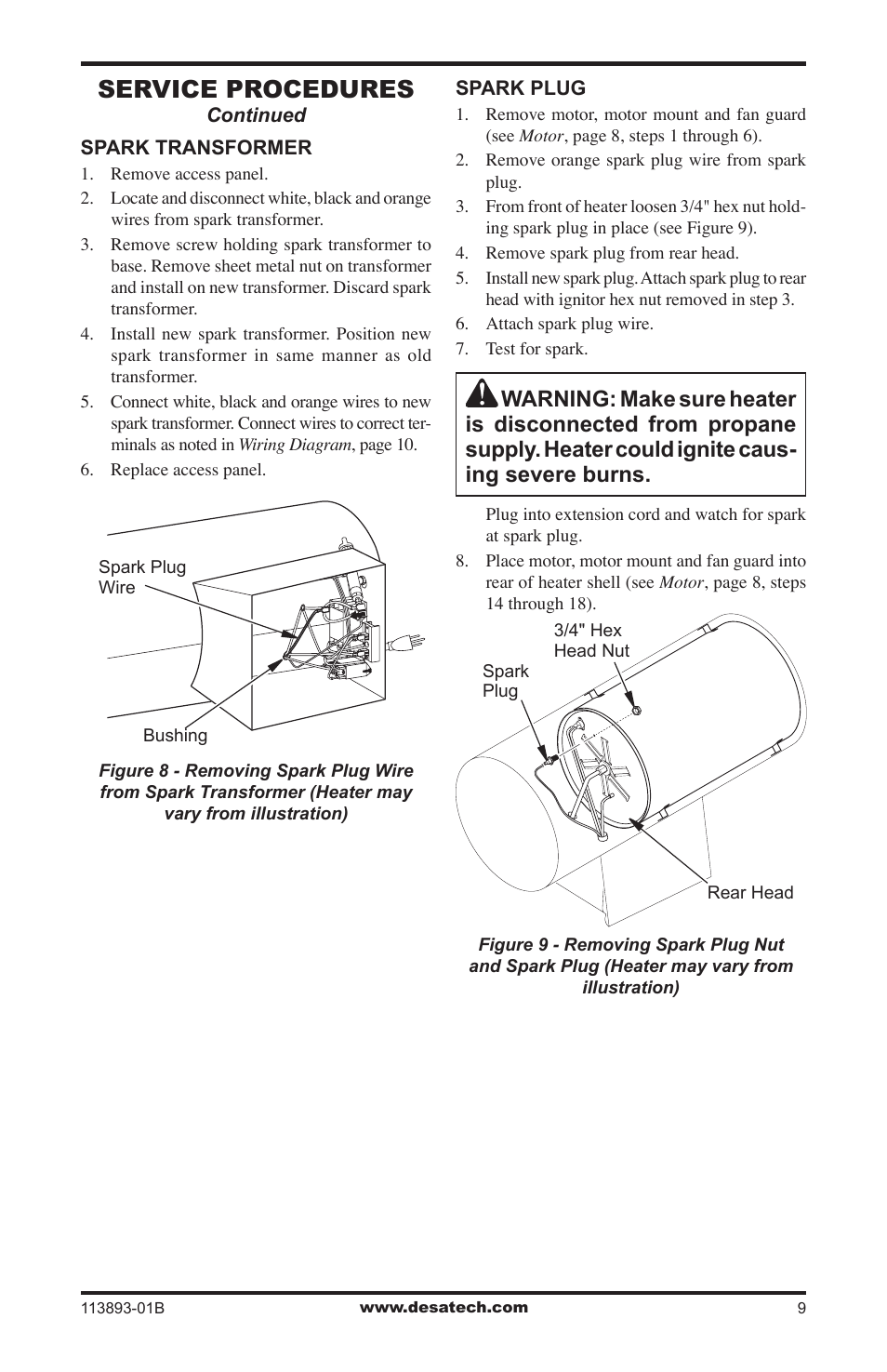 Service procedures | Desa Air Conditioner User Manual | Page 9 / 18