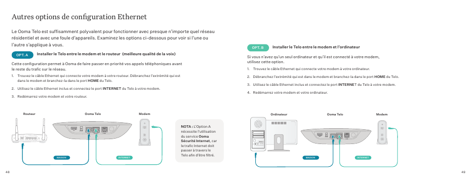 Autres options de configuration ethernet | ooma Telo VoIP Phone System (Black, $50 International Calling Credit) User Manual | Page 25 / 27