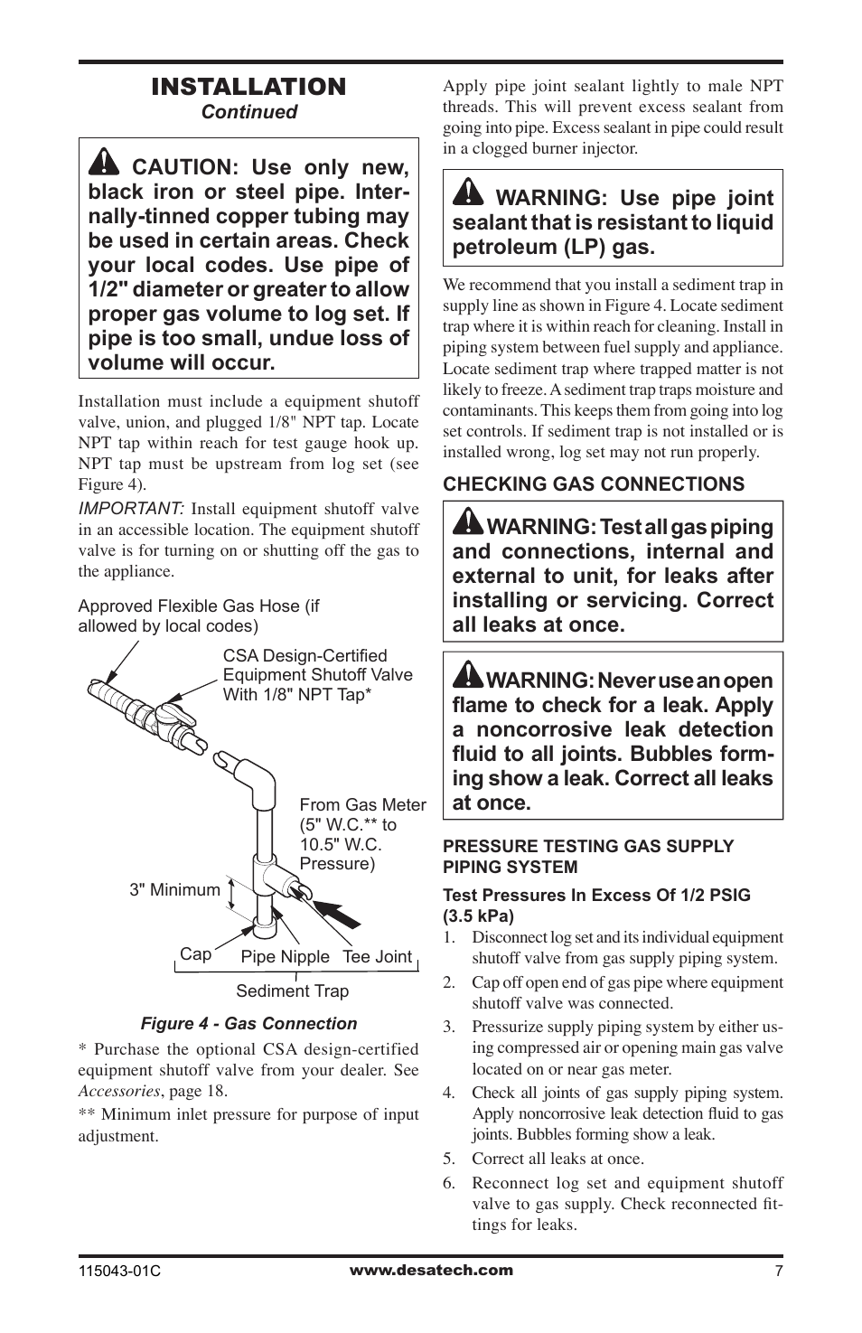 Installation | Desa LCF24 User Manual | Page 7 / 20