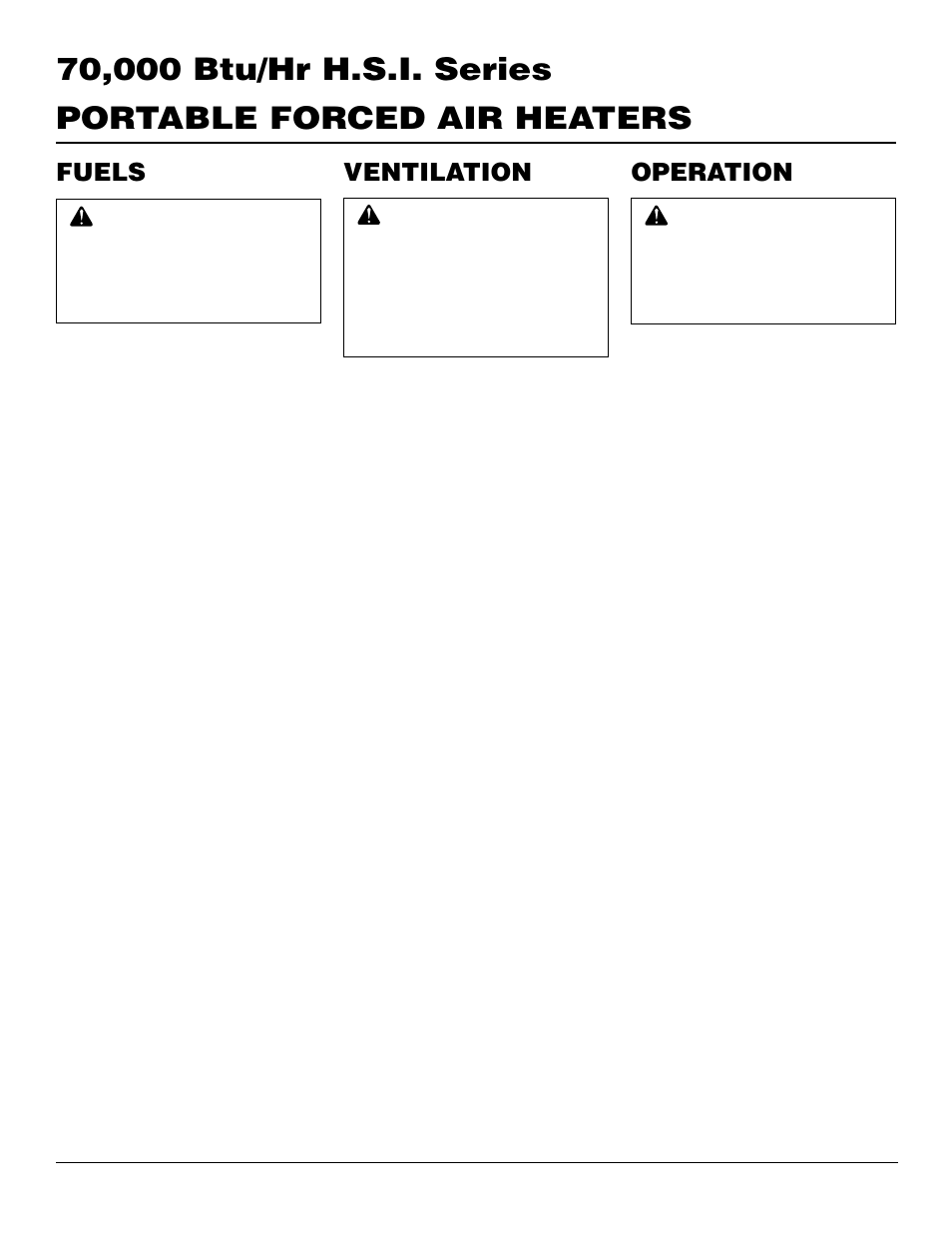 Operation, Fuels, Ventilation | Desa B70D User Manual | Page 4 / 14