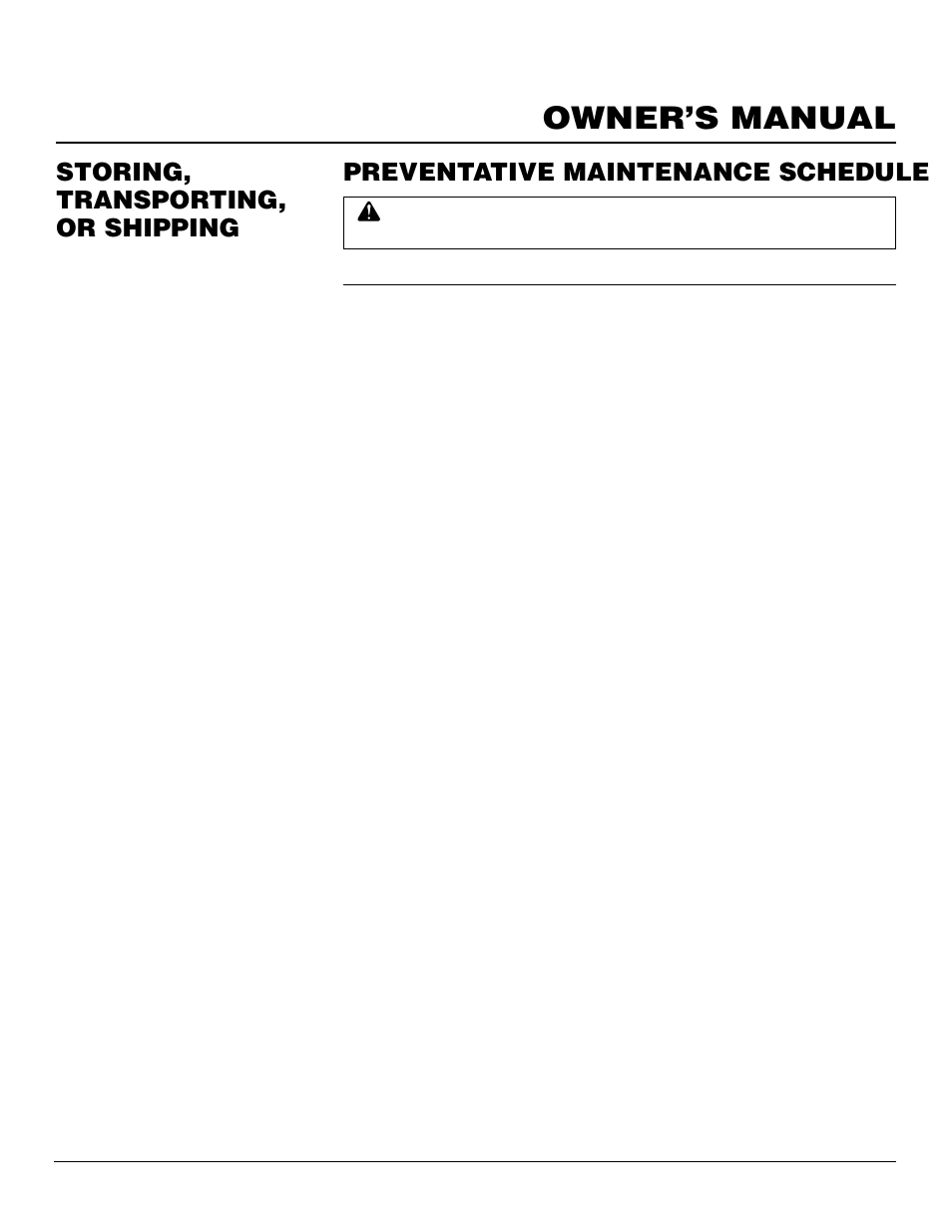 Owner’s manual, Storing, transporting, or shipping, Preventative maintenance schedule | Desa B70D User Manual | Page 5 / 14