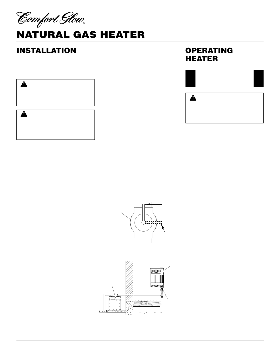 Natural gas heater, Operating heater, Installation | Continued | Desa CGR2N User Manual | Page 10 / 20