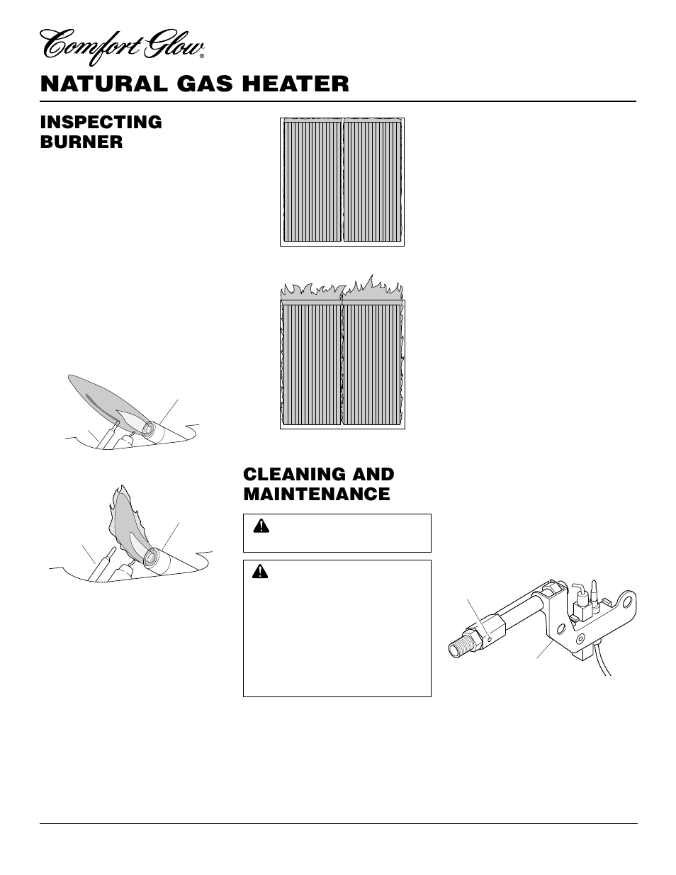 Natural gas heater, Cleaning and maintenance, Inspecting burner | Desa CGR2N User Manual | Page 12 / 20