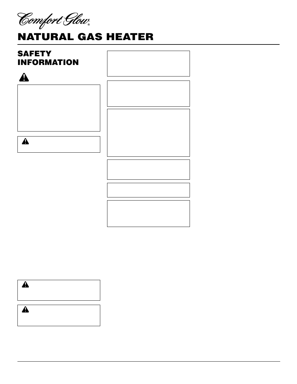 Natural gas heater, Safety information | Desa CGR2N User Manual | Page 2 / 20
