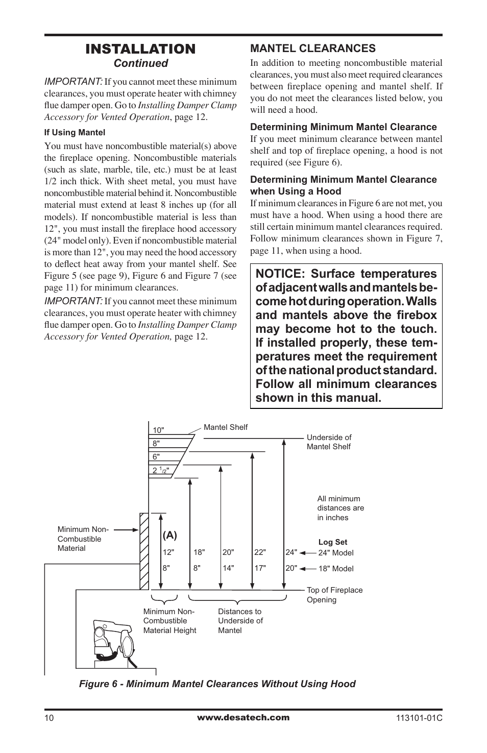 Installation | Desa CGS2718NA User Manual | Page 10 / 36