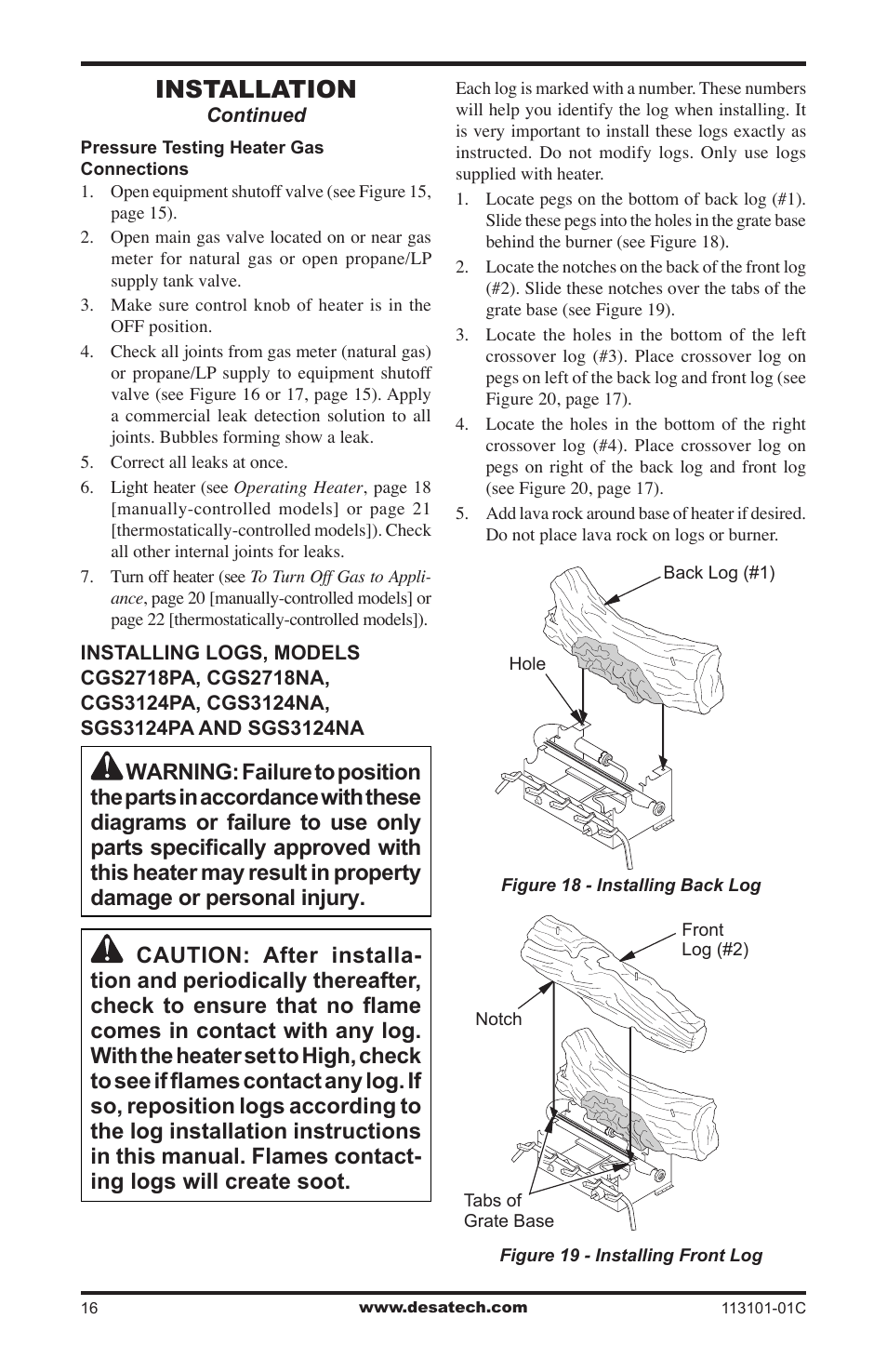 Installation | Desa CGS2718NA User Manual | Page 16 / 36