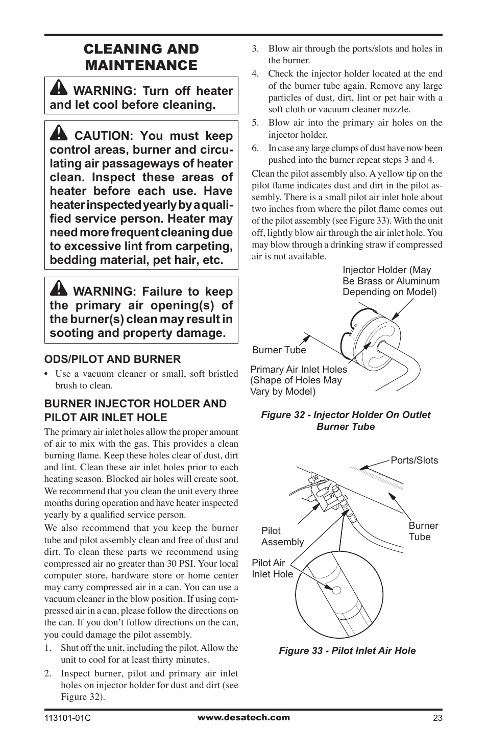 Cleaning and maintenance | Desa CGS2718NA User Manual | Page 23 / 36