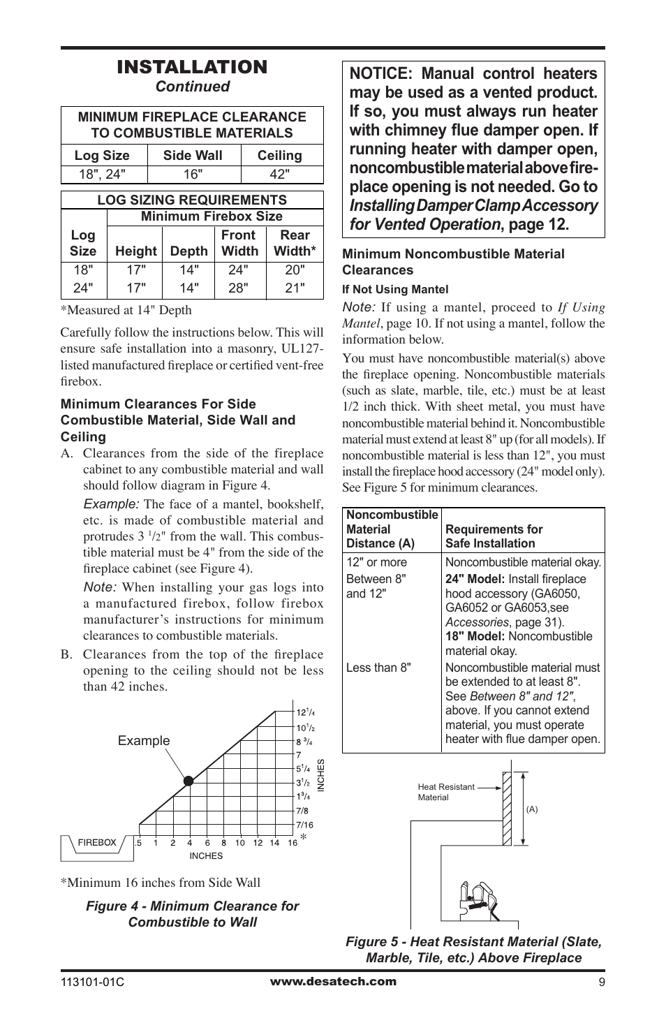 Installation | Desa CGS2718NA User Manual | Page 9 / 36