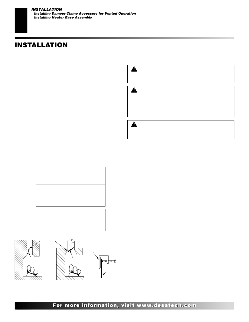 Installation, Continued | Desa "R" Models User Manual | Page 10 / 40