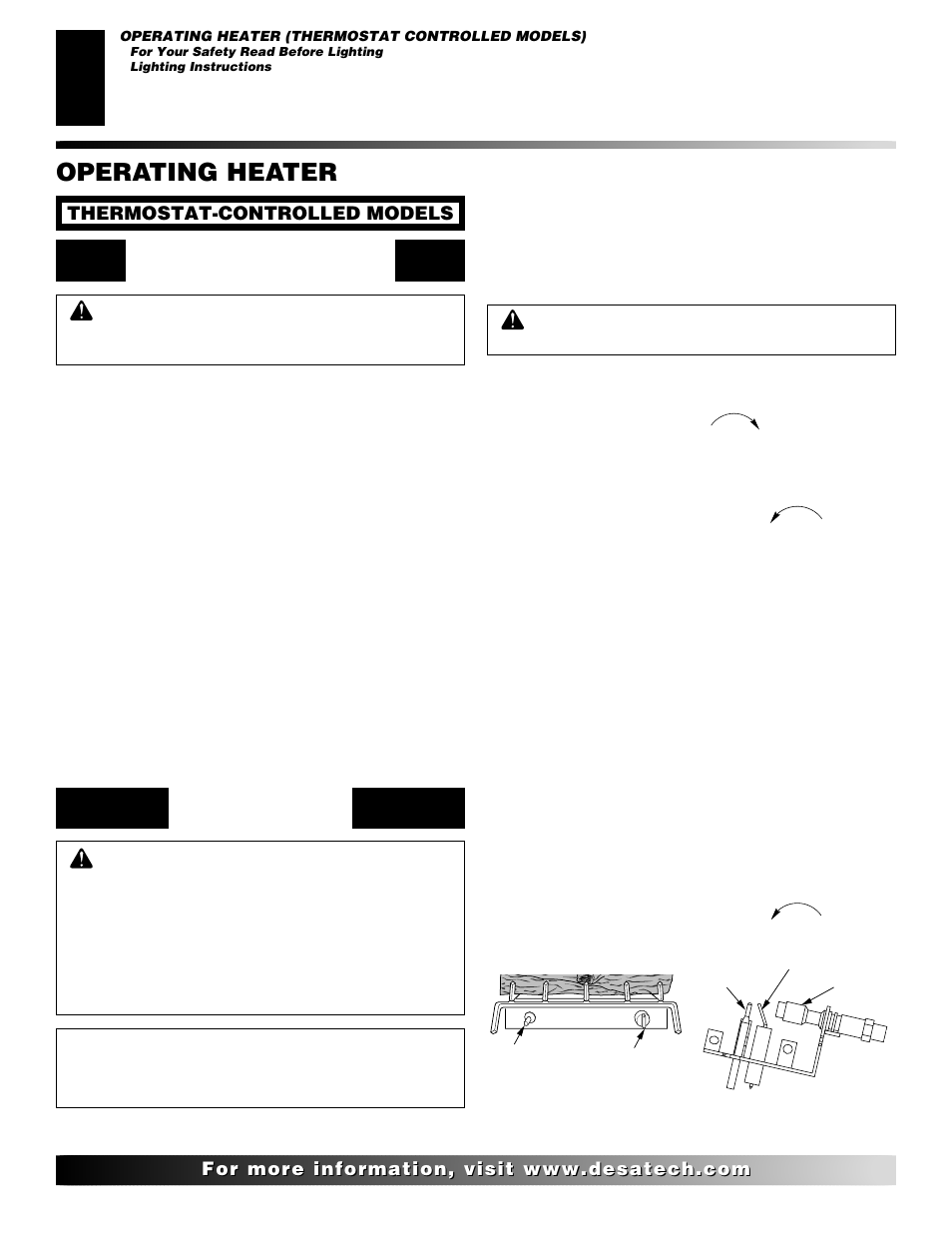 Operating heater | Desa "R" Models User Manual | Page 16 / 40