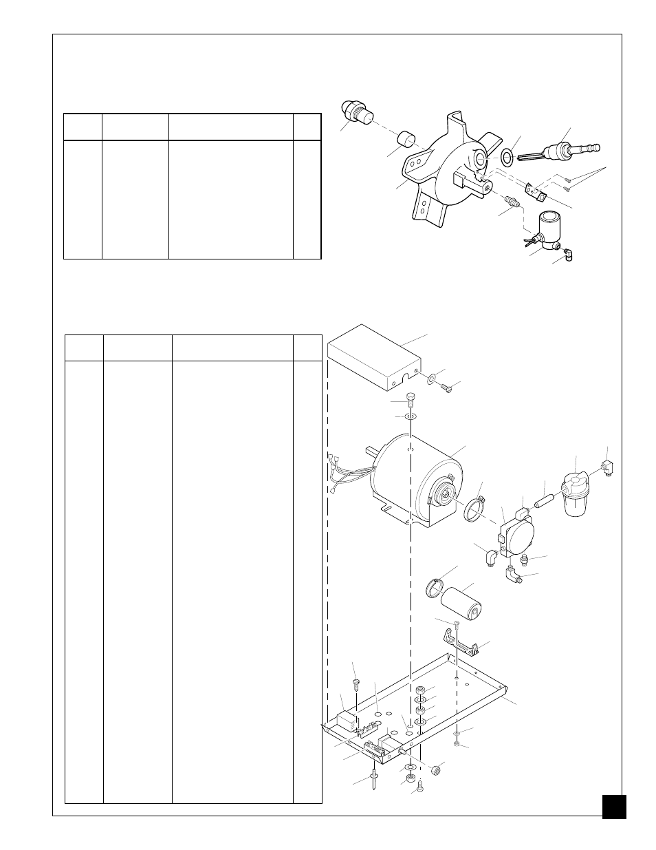 Parts list, Burner head assembly, Motor and pump assembly | Desa B350CE User Manual | Page 19 / 24