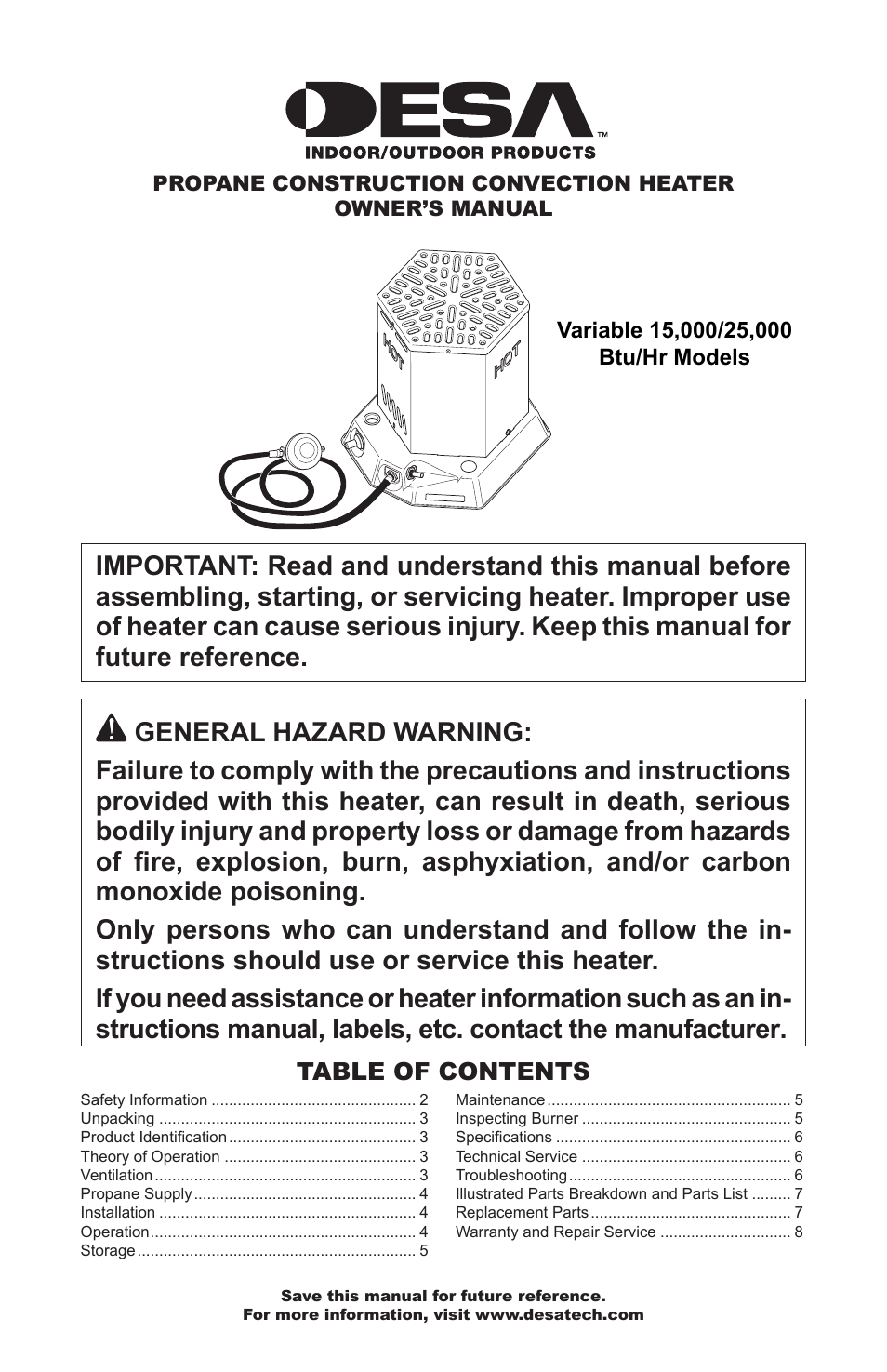 Desa Btu User Manual | 16 pages