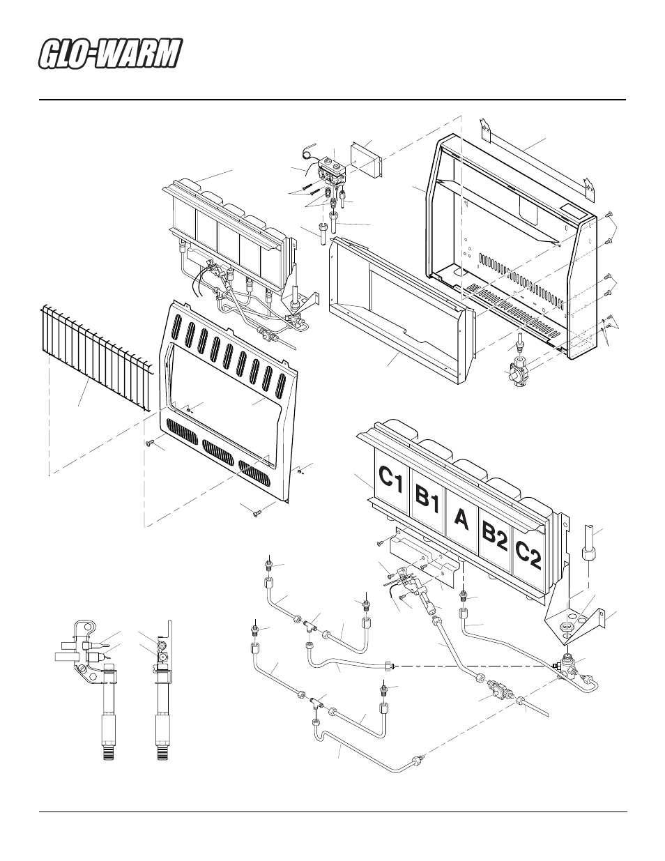 Infrared natural gas heater, Illustrated parts breakdown, Fas-5b | Burner assembly, Ods/pilot assembly | Desa FAS-3B User Manual | Page 26 / 28