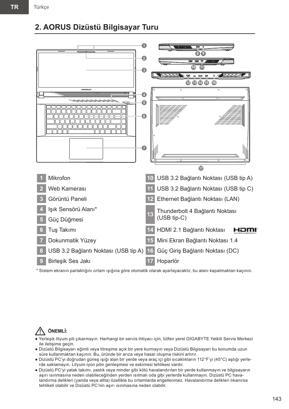 Aorus dizüstü bilgisayar turu | GIGABYTE 15.6" AORUS 15 Gaming Notebook (Black) User Manual | Page 143 / 154