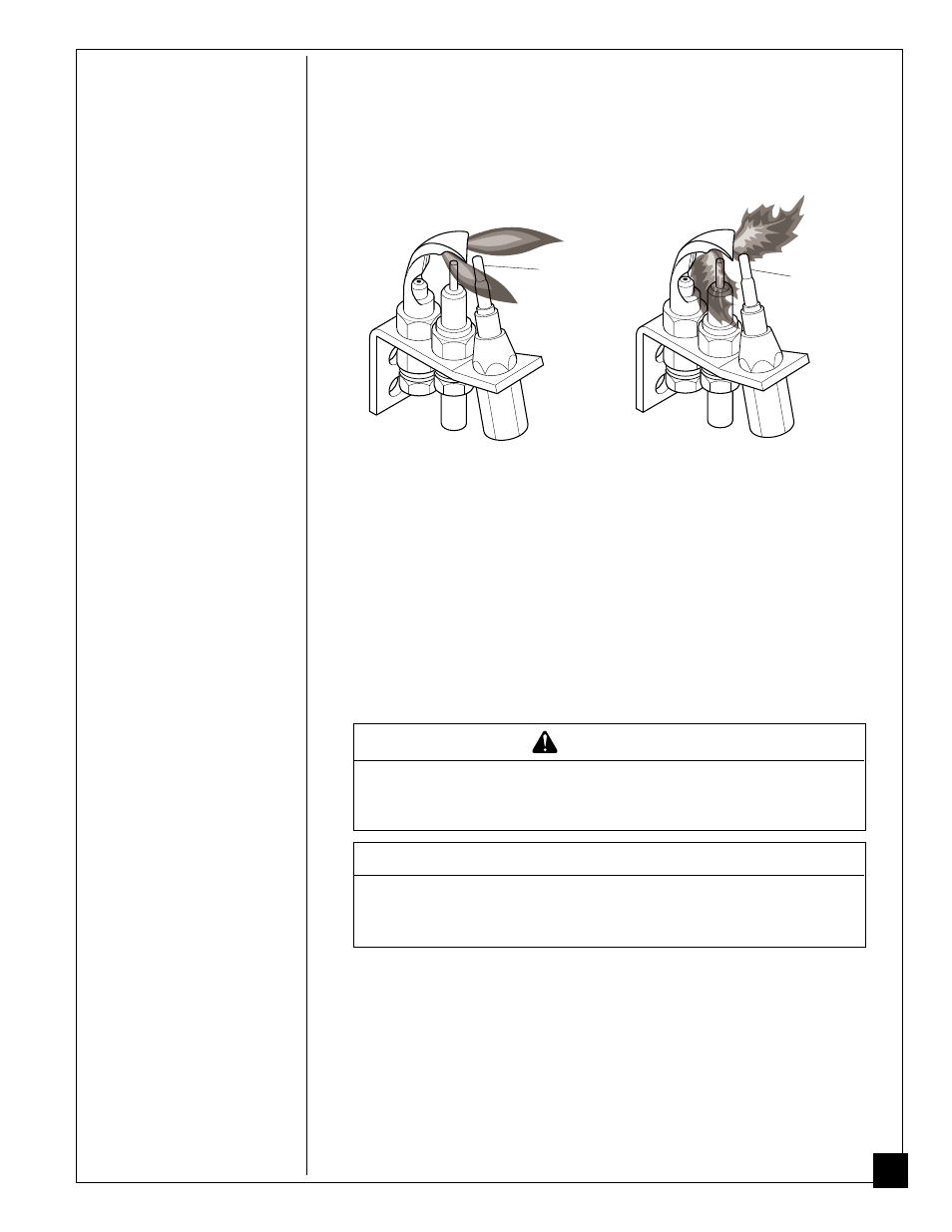 Inspecting pilot and burner flame, Warning, Notice | Desa CGB35P User Manual | Page 23 / 40
