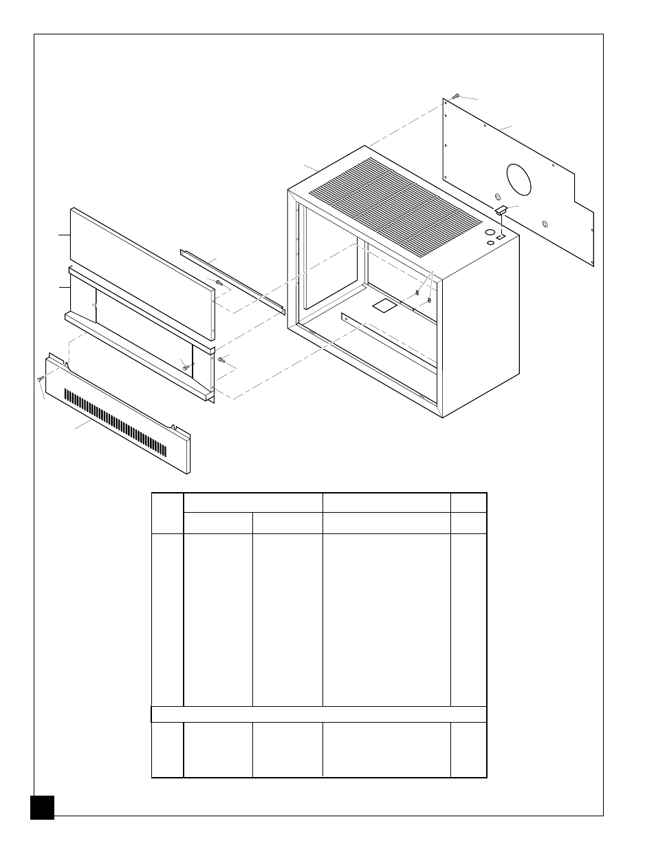 Illustrated parts list cabinet assembly | Desa CGB35P User Manual | Page 38 / 40