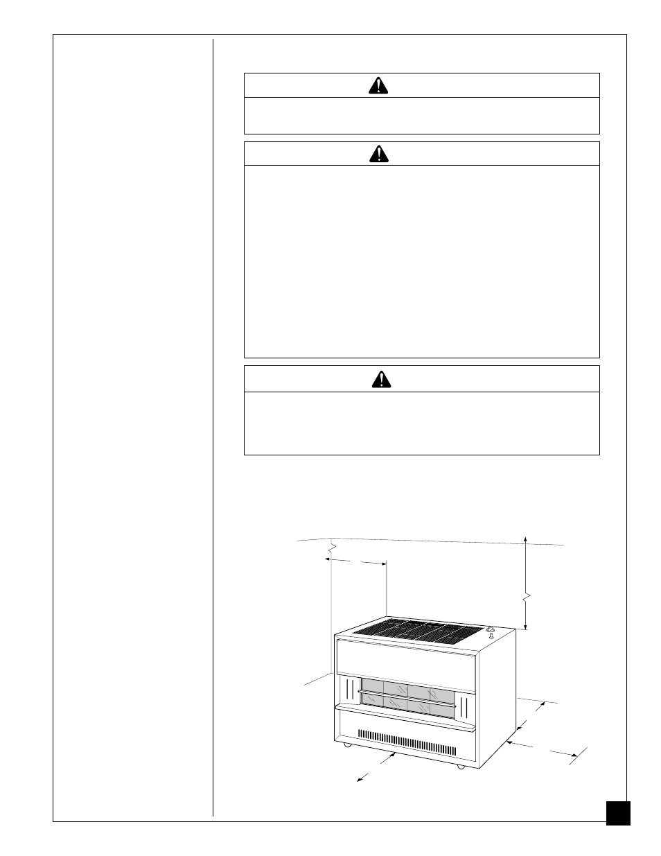 Installing heater, Warning, Caution | Desa CGB35P User Manual | Page 7 / 40