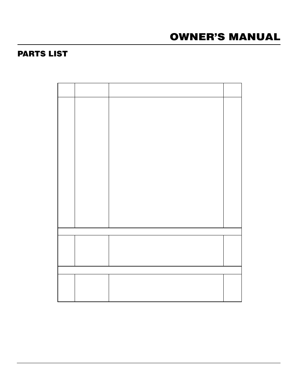 Owner’s manual, Parts list | Desa 30LP User Manual | Page 13 / 14