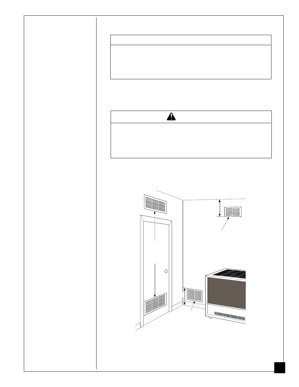 Fresh air for combustion and ventilation, Notice, Warning | Desa GVC35NA User Manual | Page 17 / 36