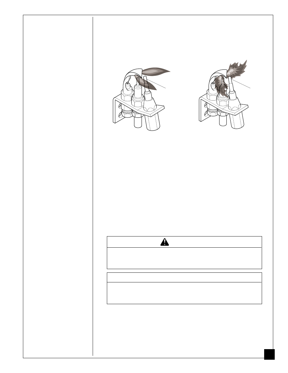 Inspecting pilot and burner flame, Warning, Notice | Desa GVC35NA User Manual | Page 21 / 36
