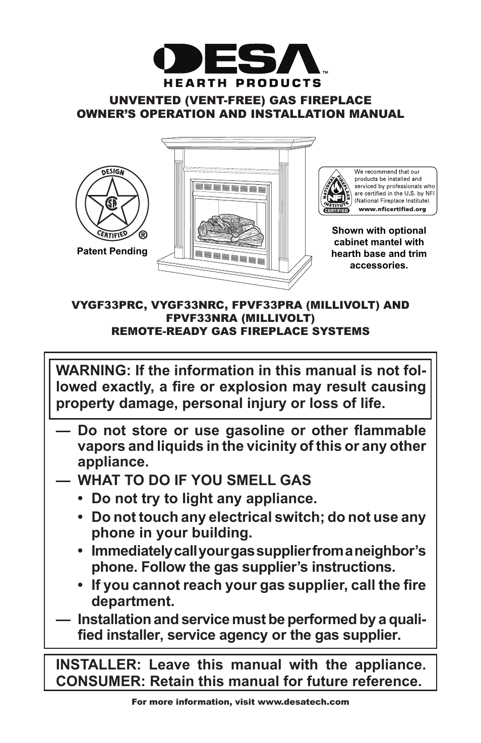 Desa FPVF33NRA User Manual | 40 pages